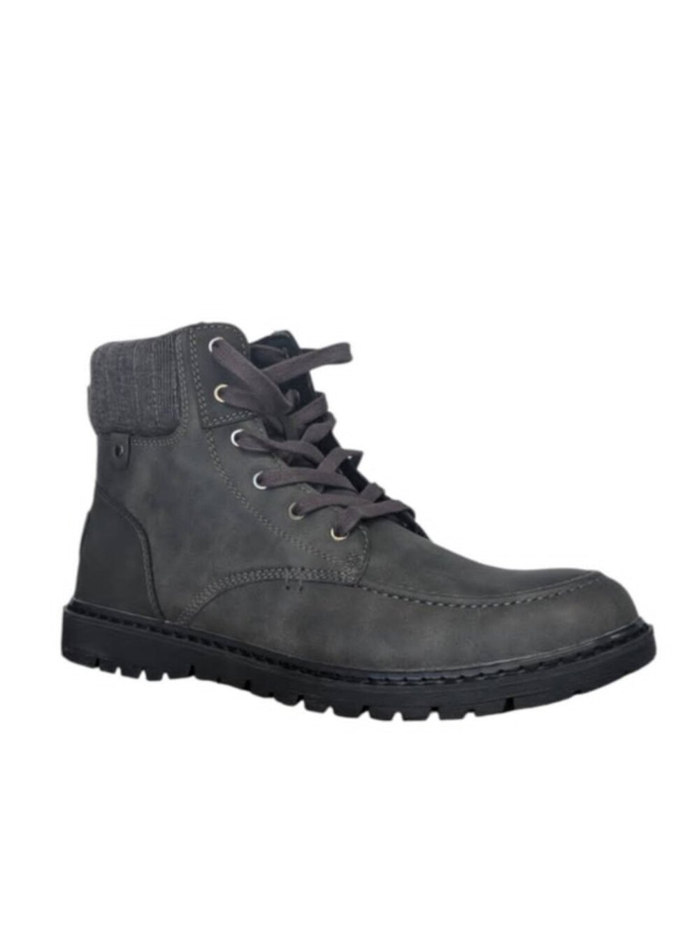 BKE "Midtown" Charcoal Gray Faux Leather Moc-Toe Boots, Size 10 - O